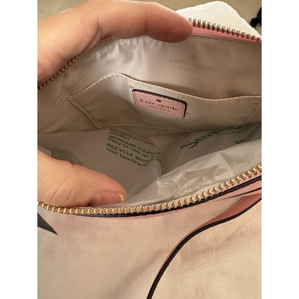 Kate Spade Hanna Tea Rose Pink Pebbled Leather Crossbody Bag New with Tags - Picture 9 of 10